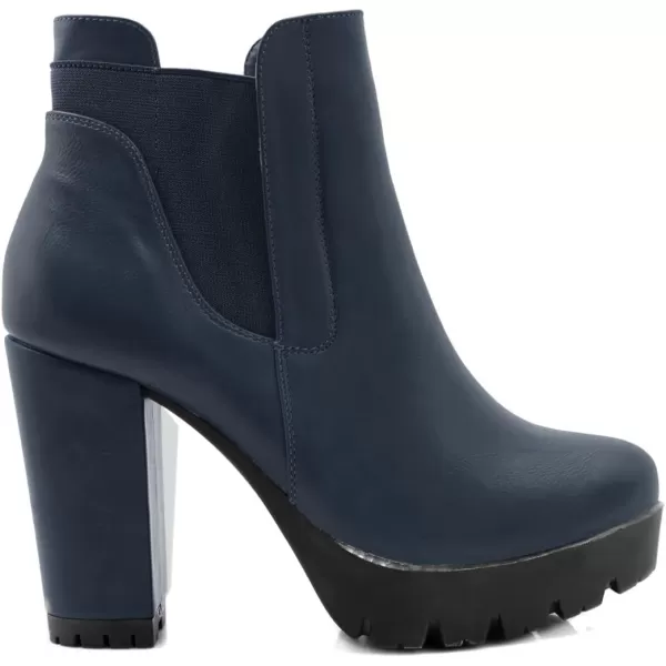 Allegra K Women's Chunky High Heel Platform Zipper Chelsea Boots