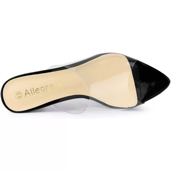 Allegra K Women's Clear Chunky Heel Slides Sandals Mules