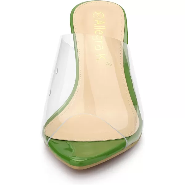 Allegra K Women's Clear Chunky Heel Slides Sandals Mules