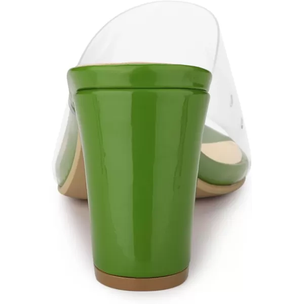 Allegra K Women's Clear Chunky Heel Slides Sandals Mules