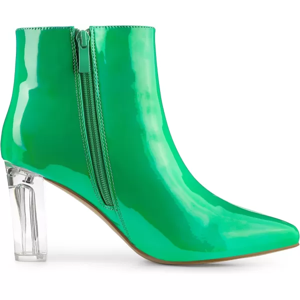 Allegra K Women's Clear Heel Pointed Toe Chunky Heels Ankle Boots