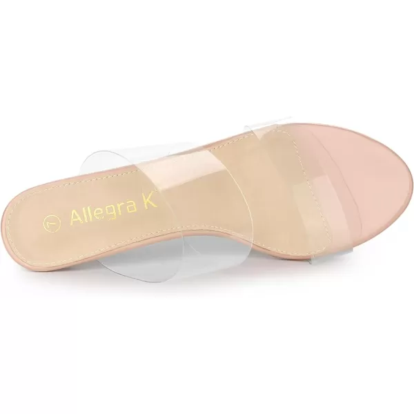 Allegra K Women's Clear Slide Stiletto Heel Clear Sandals