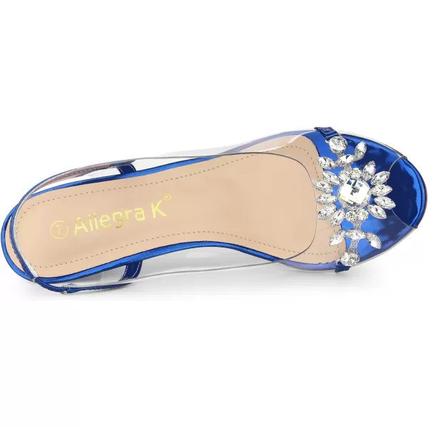 Allegra K Women's Clear Slingback Flower Rhinestone Peep Toe Heels Sandals