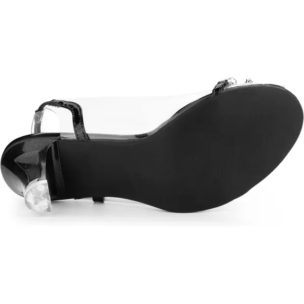 Allegra K Women's Clear Slingback Flower Rhinestone Peep Toe Heels Sandals