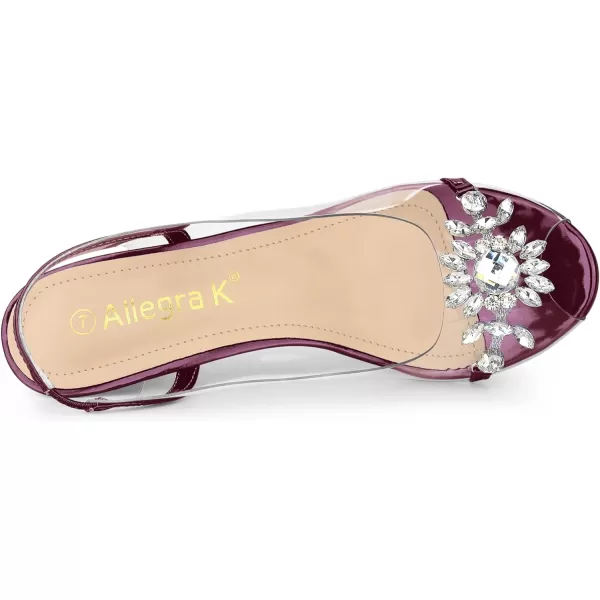 Allegra K Women's Clear Slingback Flower Rhinestone Peep Toe Heels Sandals