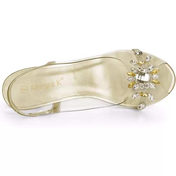 Allegra K Women's Clear Slingback Flower Rhinestone Peep Toe Heels Sandals