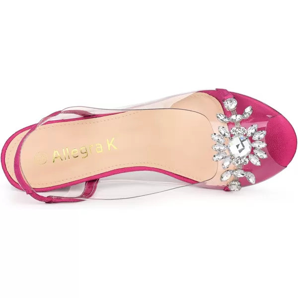 Allegra K Women's Clear Slingback Flower Rhinestone Peep Toe Heels Sandals