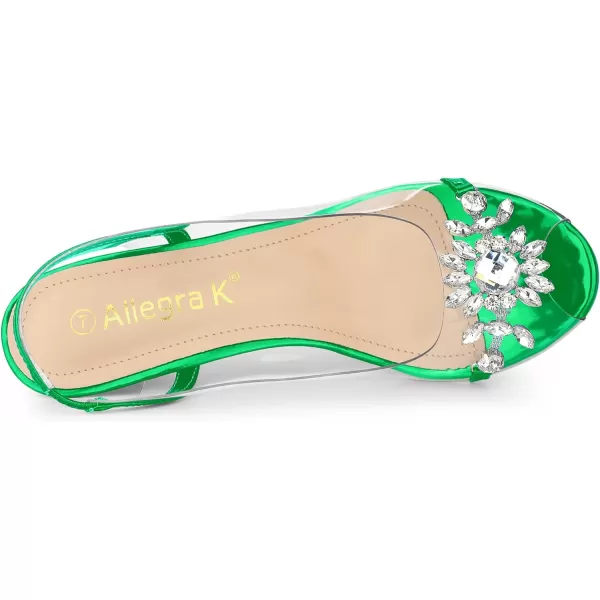 Allegra K Women's Clear Slingback Flower Rhinestone Peep Toe Heels Sandals