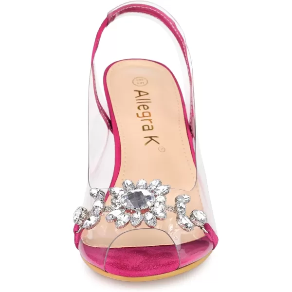 Allegra K Women's Clear Slingback Flower Rhinestone Peep Toe Heels Sandals