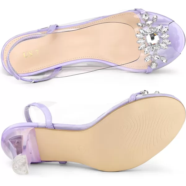 Allegra K Women's Clear Slingback Flower Rhinestone Peep Toe Heels Sandals