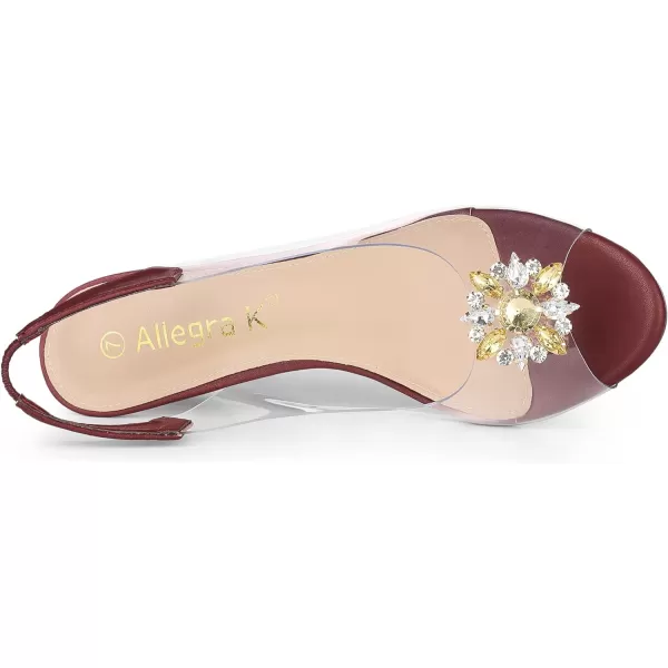 Allegra K Women's Clear Slingback Wedges Rhinestone Transparent Peep Toe Heels