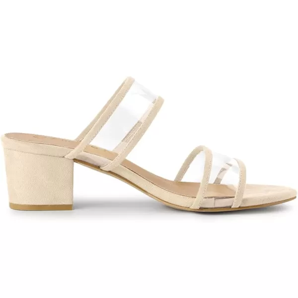 Allegra K Women's Clear Strap Block Heel Slide Sandals