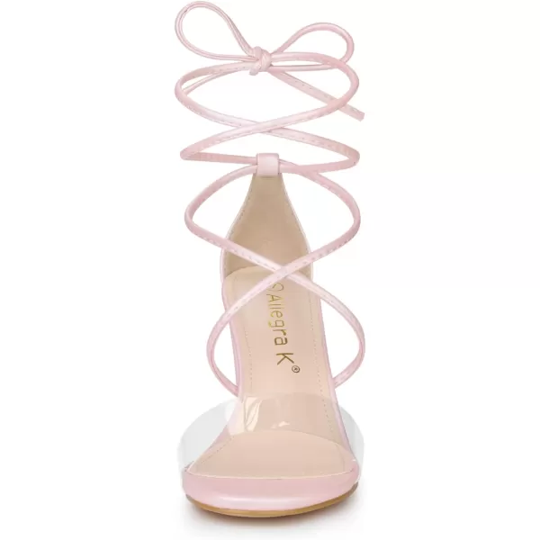 Allegra K Women's Clear Strap Block Heels Lace Up Heels Sandals