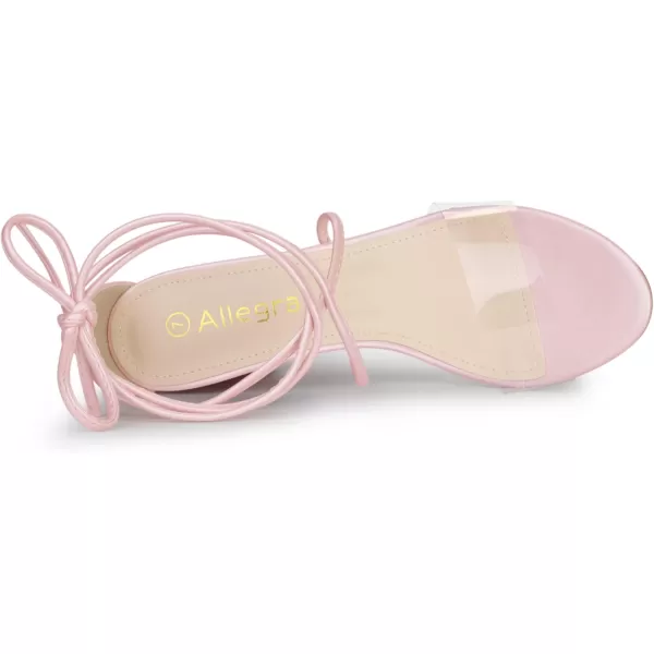 Allegra K Women's Clear Strap Block Heels Lace Up Heels Sandals