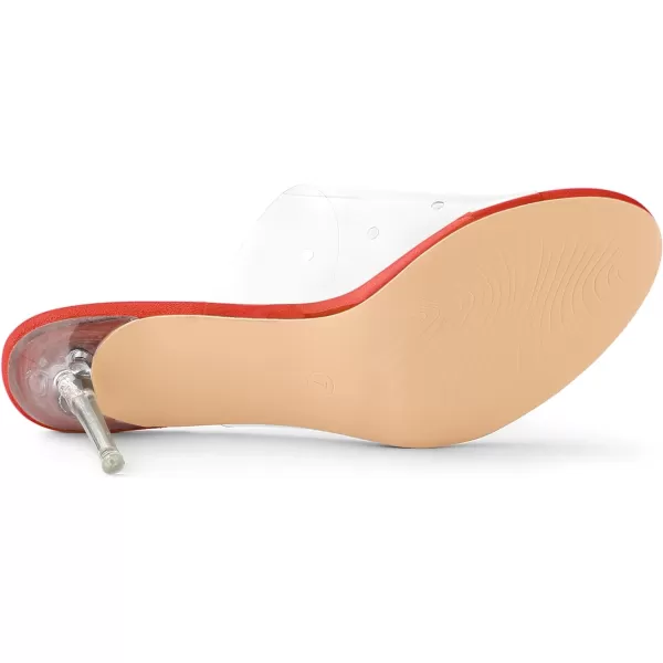 Allegra K Women's Clear Strap Open Toe Slip On Stiletto Heel Slide Sandals