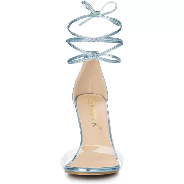 Allegra K Women's Clear Strap Stiletto Heel Lace Up Heels Sandals