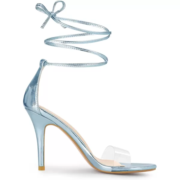 Allegra K Women's Clear Strap Stiletto Heel Lace Up Heels Sandals