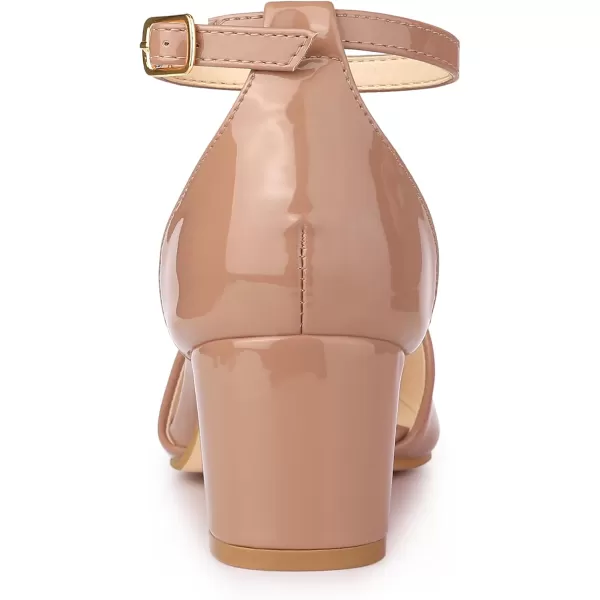 Allegra K Women's Closed Pointed Toe Ankle Strap Low Chunky Heels Pumps