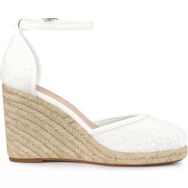 Allegra K Women's Closed Toe Espadrille Platform Heels Lace Wedge Sandals