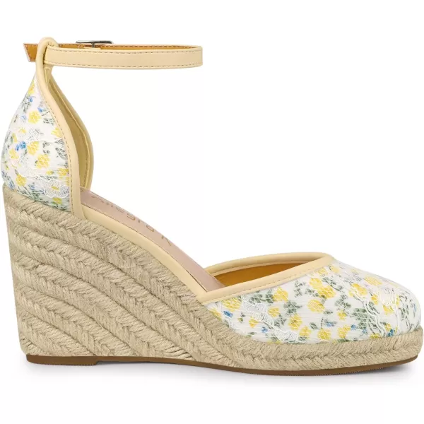 Allegra K Women's Closed Toe Espadrille Platform Heels Lace Wedge Sandals