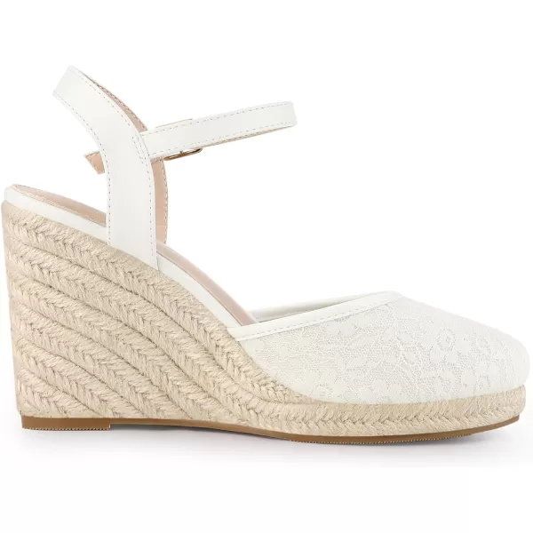 Allegra K Women's Closed Toe Platform Espadrilles Lace Wedge Heel Sandals