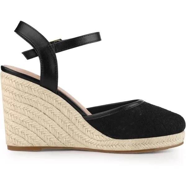 Allegra K Women's Closed Toe Platform Espadrilles Lace Wedge Heel Sandals