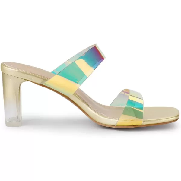 Allegra K Women's Colorful Straps Clear Heels Chunky Heel Clear Sandals