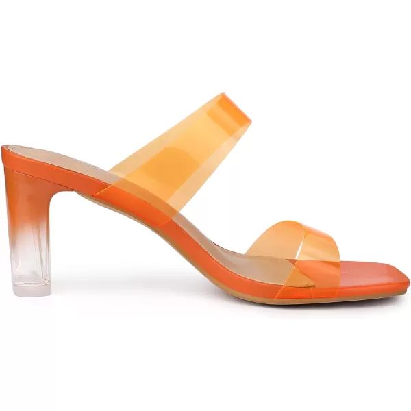 Allegra K Women's Colorful Straps Clear Heels Chunky Heel Clear Sandals