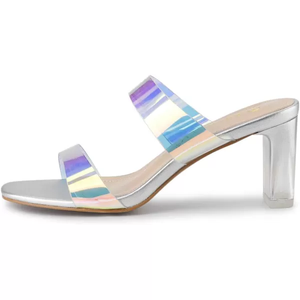 Allegra K Women's Colorful Straps Clear Heels Chunky Heel Clear Sandals