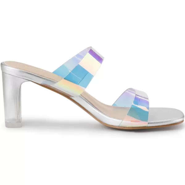 Allegra K Women's Colorful Straps Clear Heels Chunky Heel Clear Sandals