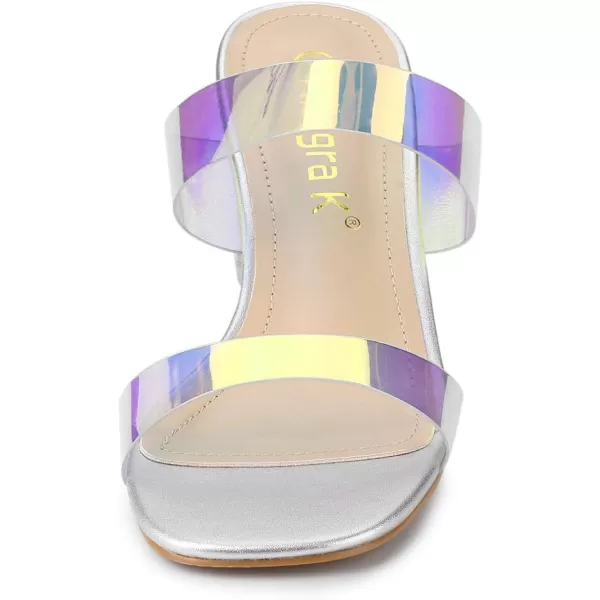 Allegra K Women's Colorful Straps Clear Heels Chunky Heel Clear Sandals