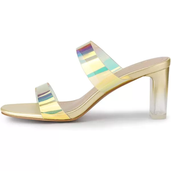 Allegra K Women's Colorful Straps Clear Heels Chunky Heel Clear Sandals