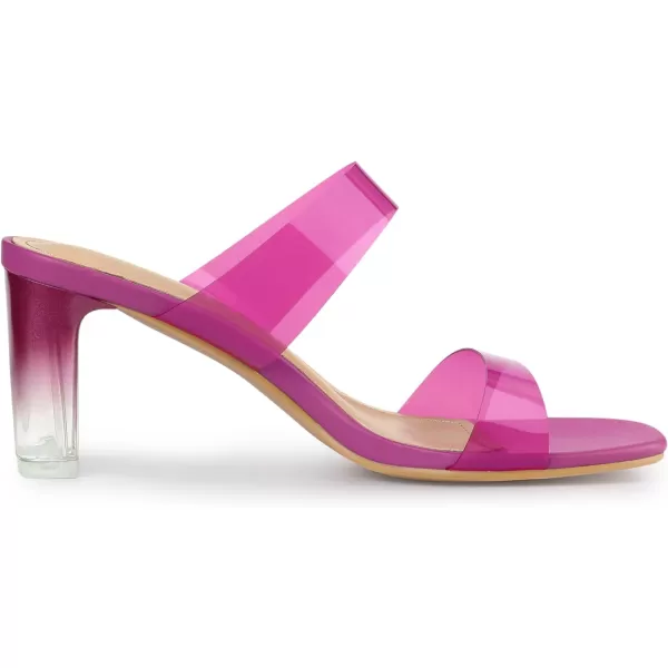 Allegra K Women's Colorful Straps Clear Heels Chunky Heel Clear Sandals