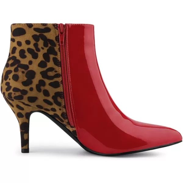 Allegra K Women's Contrast Color Leopard Print Stiletto Heel Ankle Boots