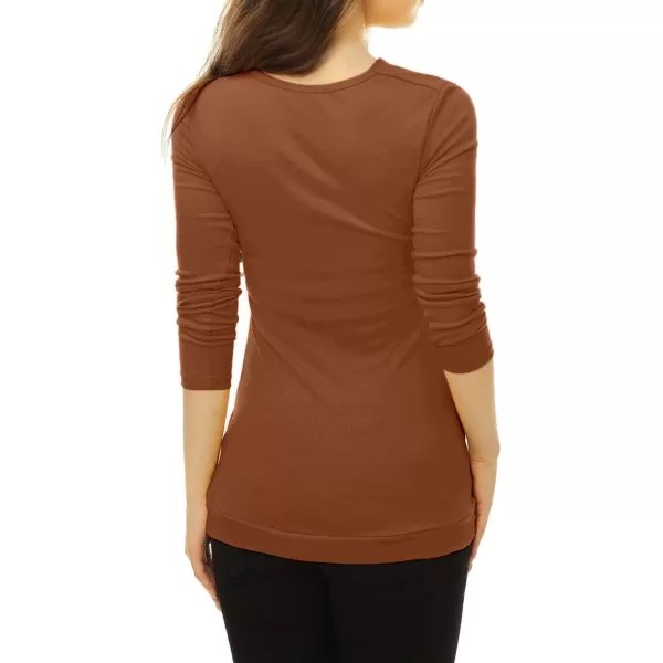 Allegra K Women's Cowl Neck Long Sleeves Buttons Decor Ruched Top