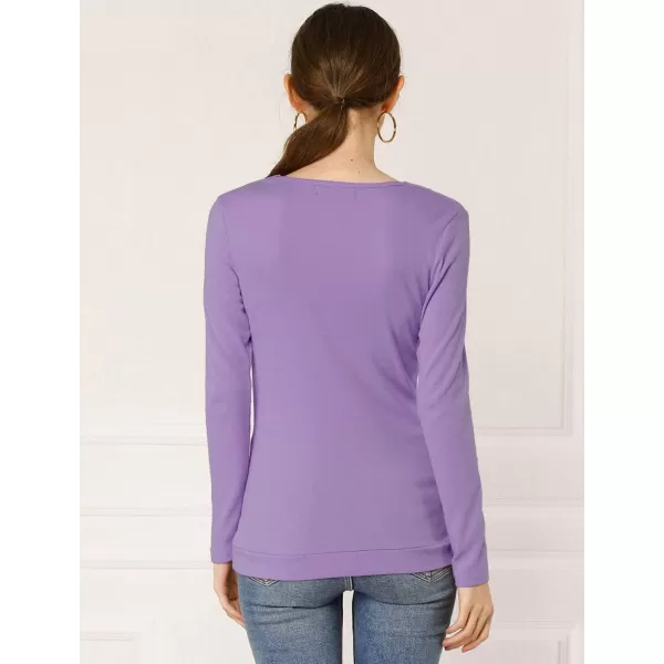 Allegra K Women's Cowl Neck Long Sleeves Buttons Decor Ruched Top