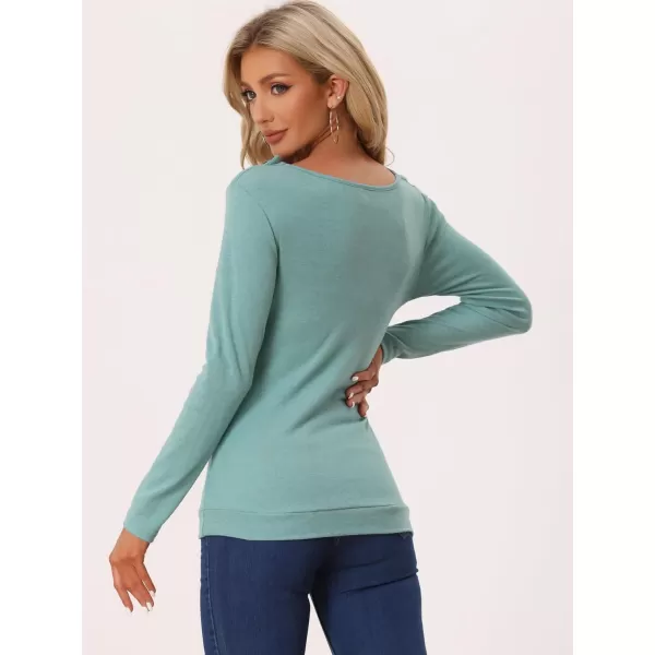 Allegra K Women's Cowl Neck Long Sleeves Buttons Decor Ruched Top