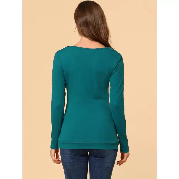 Allegra K Women's Cowl Neck Long Sleeves Buttons Decor Ruched Top