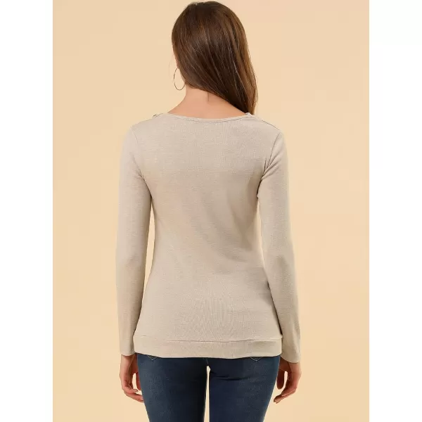 Allegra K Women's Cowl Neck Long Sleeves Buttons Decor Ruched Top