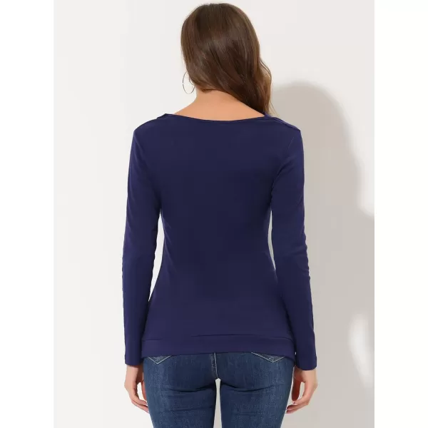 Allegra K Women's Cowl Neck Long Sleeves Buttons Decor Ruched Top