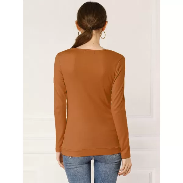 Allegra K Women's Cowl Neck Long Sleeves Buttons Decor Ruched Top