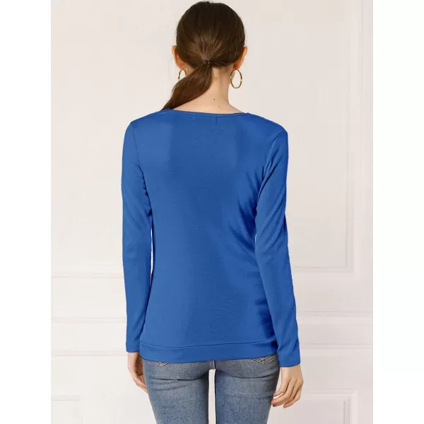 Allegra K Women's Cowl Neck Long Sleeves Buttons Decor Ruched Top