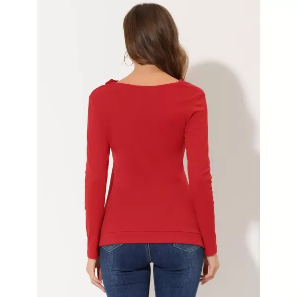 Allegra K Women's Cowl Neck Long Sleeves Buttons Decor Ruched Top