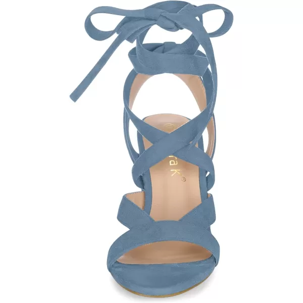 Allegra K Women's Crisscross Chunky Heel Lace Ups Sandals