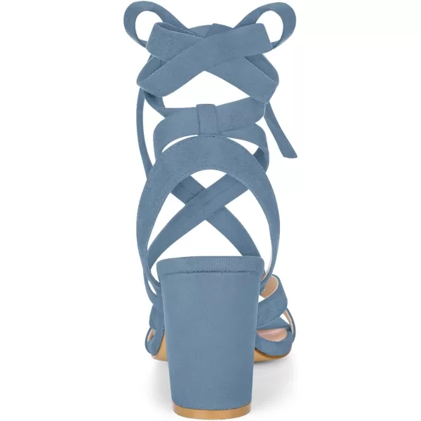 Allegra K Women's Crisscross Chunky Heel Lace Ups Sandals
