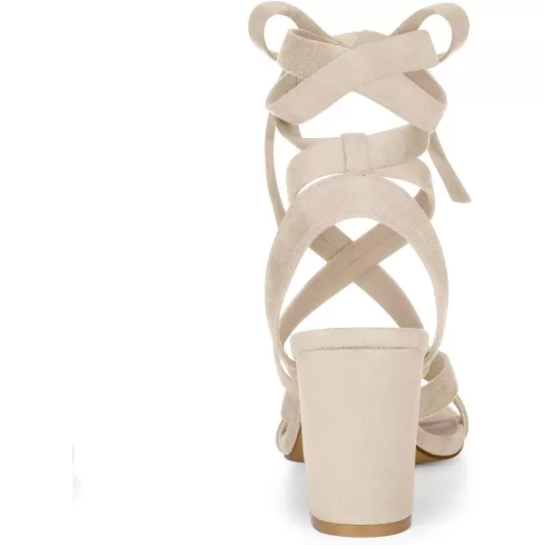 Allegra K Women's Crisscross Chunky Heel Lace Ups Sandals