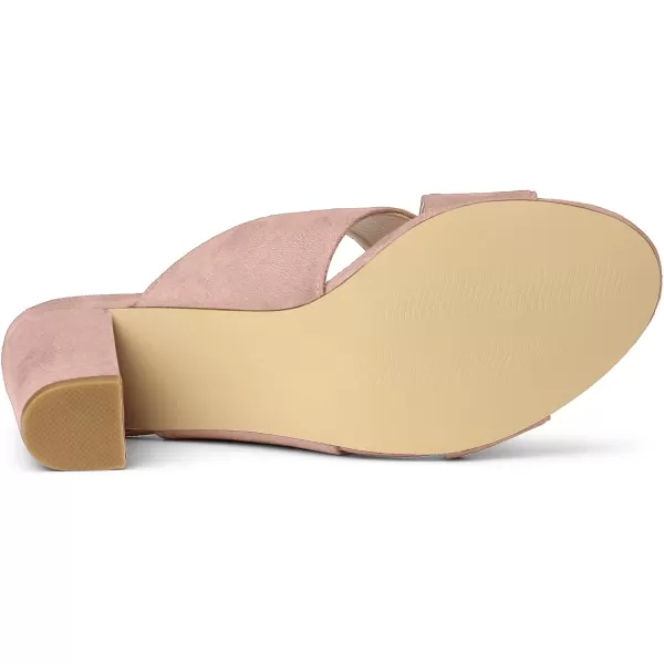 Allegra K Women's Crisscross Strap Block Heel Slide Sandals