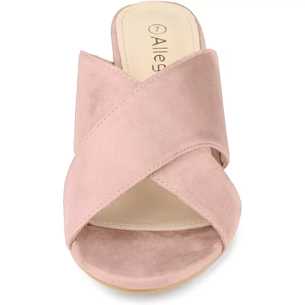 Allegra K Women's Crisscross Strap Block Heel Slide Sandals