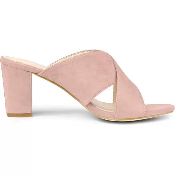Allegra K Women's Crisscross Strap Block Heel Slide Sandals