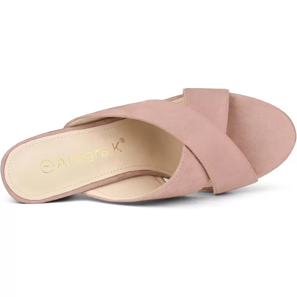 Allegra K Women's Crisscross Strap Block Heel Slide Sandals